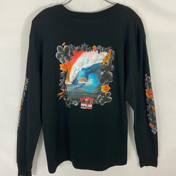 Men's Billabong Premium Pipeline Long Sleeve Black 100% Cotton T-Shirt Sz M NWT - Picture 2 of 7